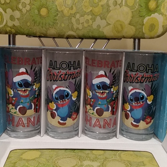 Disney Stitch Christmas glassware  Set Of 4 Juice Glasses Kitchen Drinking Glass - Picture 6 of 13